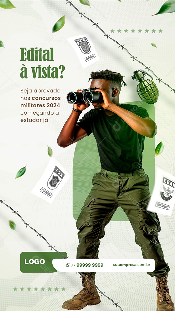 Story Curso Preparatório Militar Edital à Vista Social Media PSD Editável