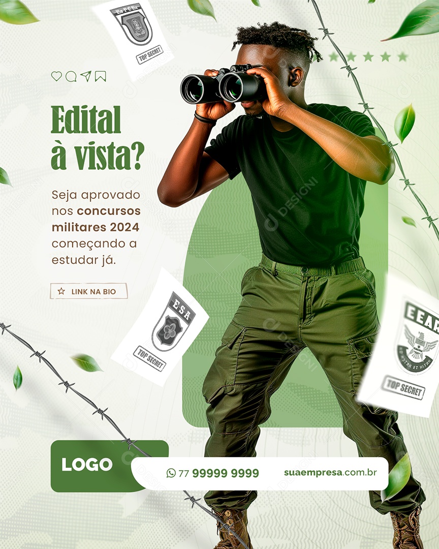 Curso Preparatório Militar Edital à Vista Social Media PSD Editável