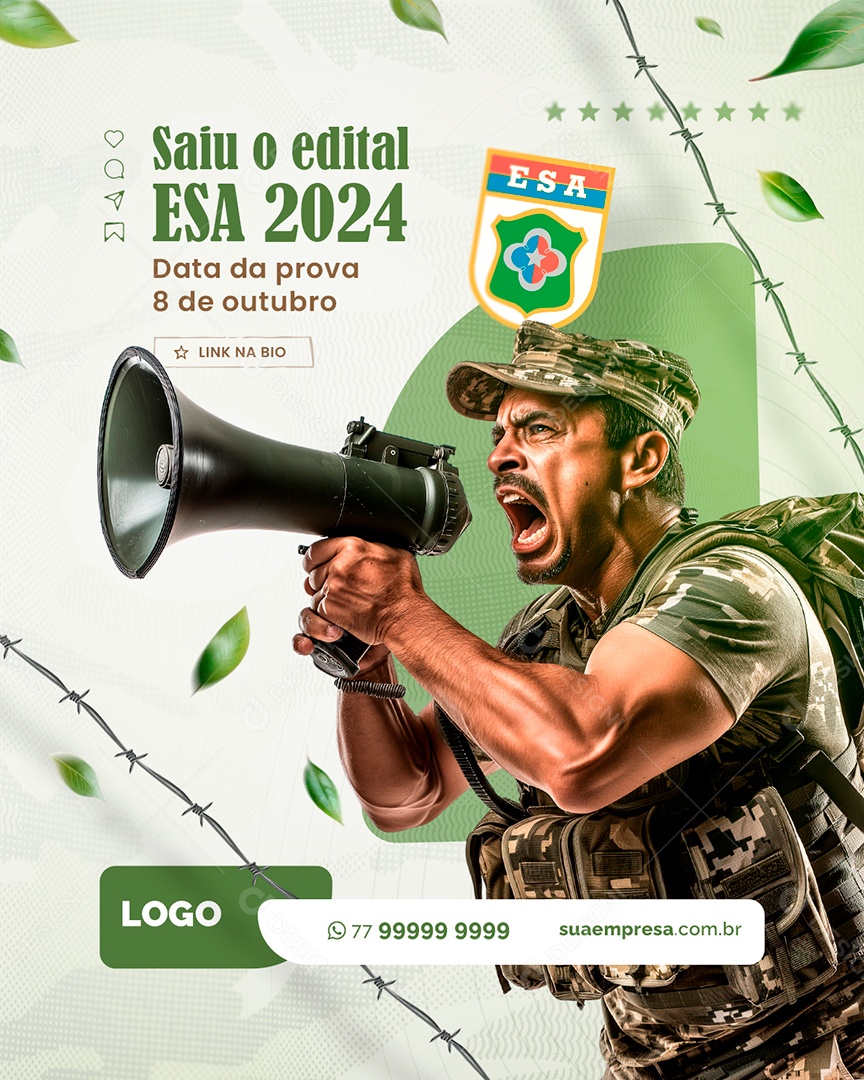 Curso Preparatório Militar Saiu o Edital Esa Social Media PSD Editável