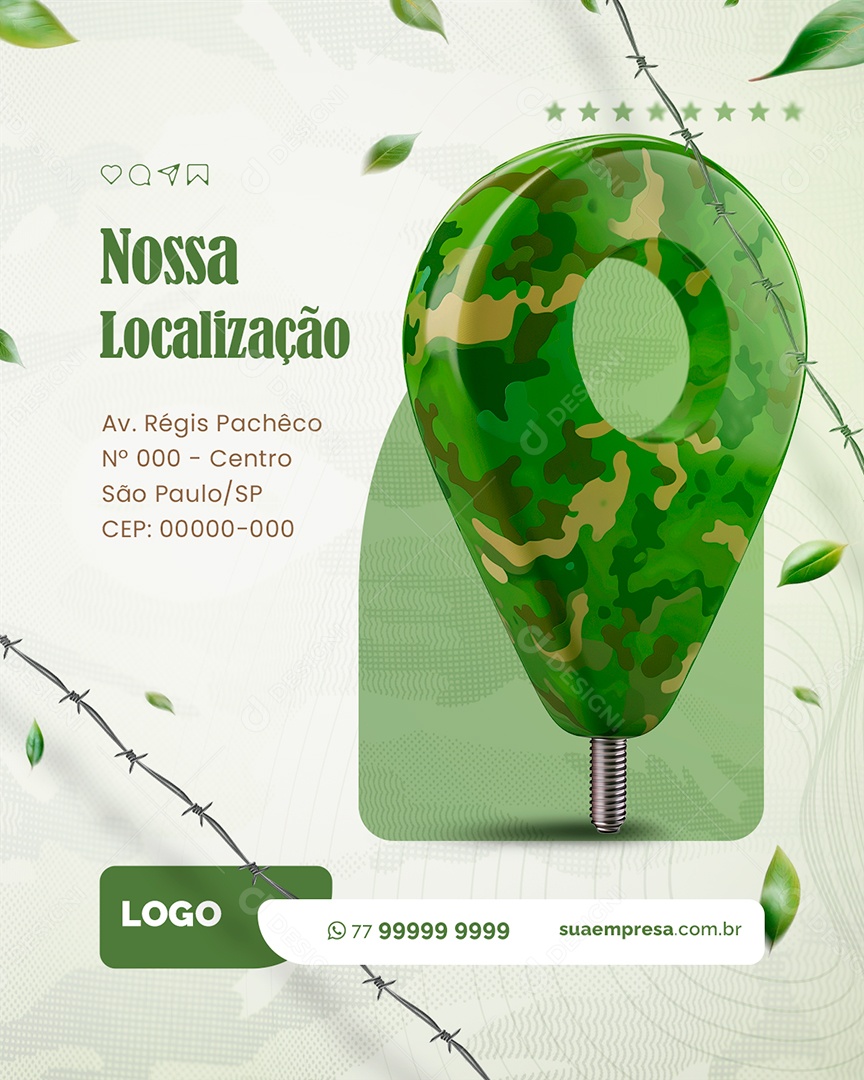 Curso Preparatório Militar Nossa Localização Social Media PSD Editável