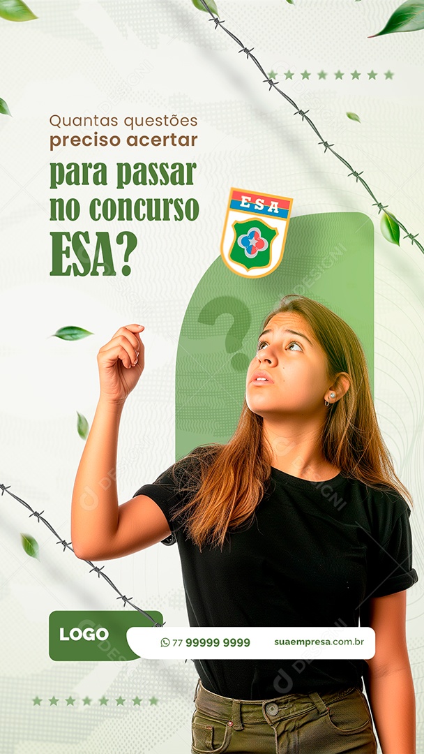 Story Curso Preparatório Militar Quantas Questões Preciso Acertar Social Media PSD Editável