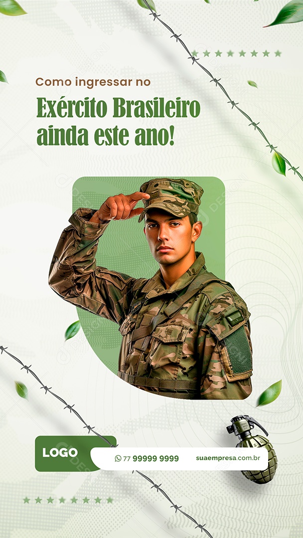 Story Curso Preparatório Militar Como Ingressar no Exército Brasileiro Social Media PSD Editável