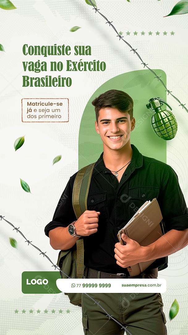 Story Curso Preparatório Militar Conquiste sua Vaga no Exército Brasileiro Social Media PSD Editável