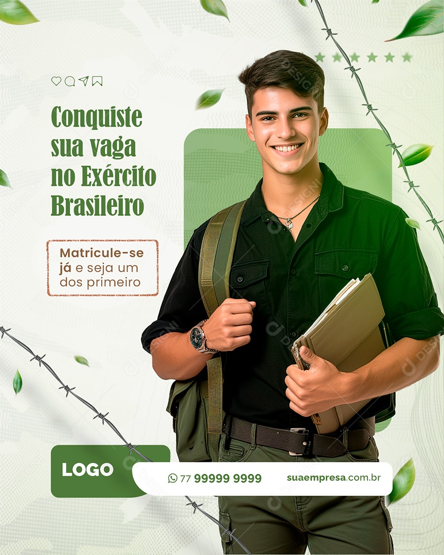 Curso Preparatório Militar Conquiste sua Vaga no Exército Brasileiro Social Media PSD Editável