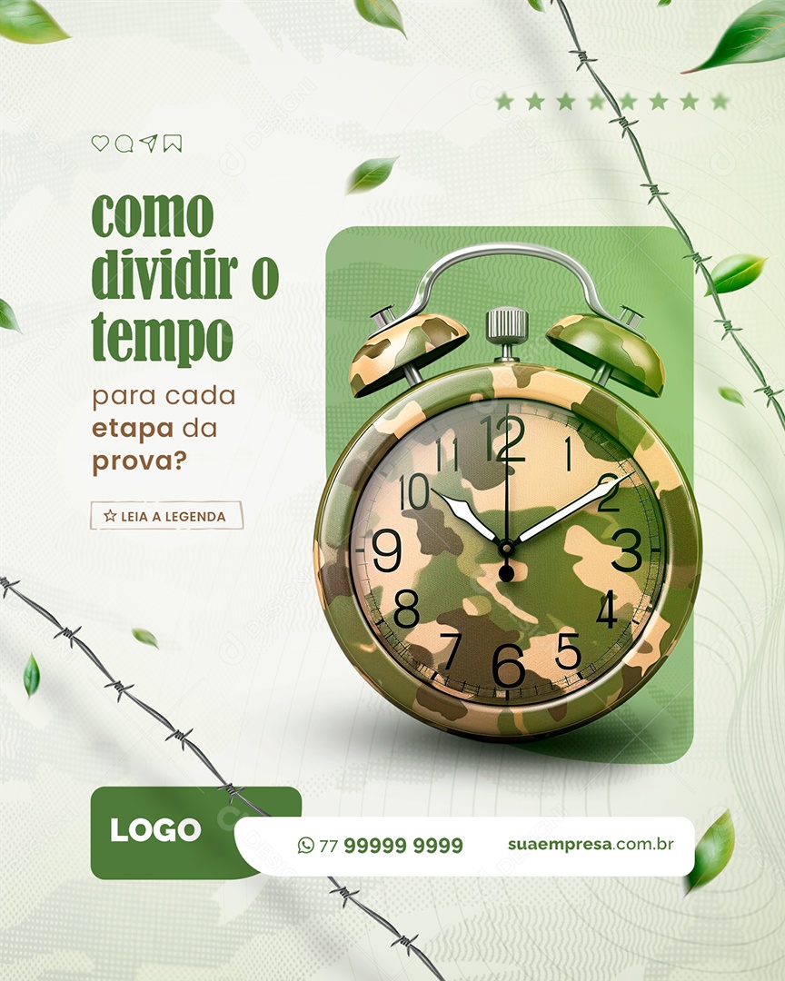 Curso Preparatório Militar Como Dividir o Tempo Social Media PSD Editável