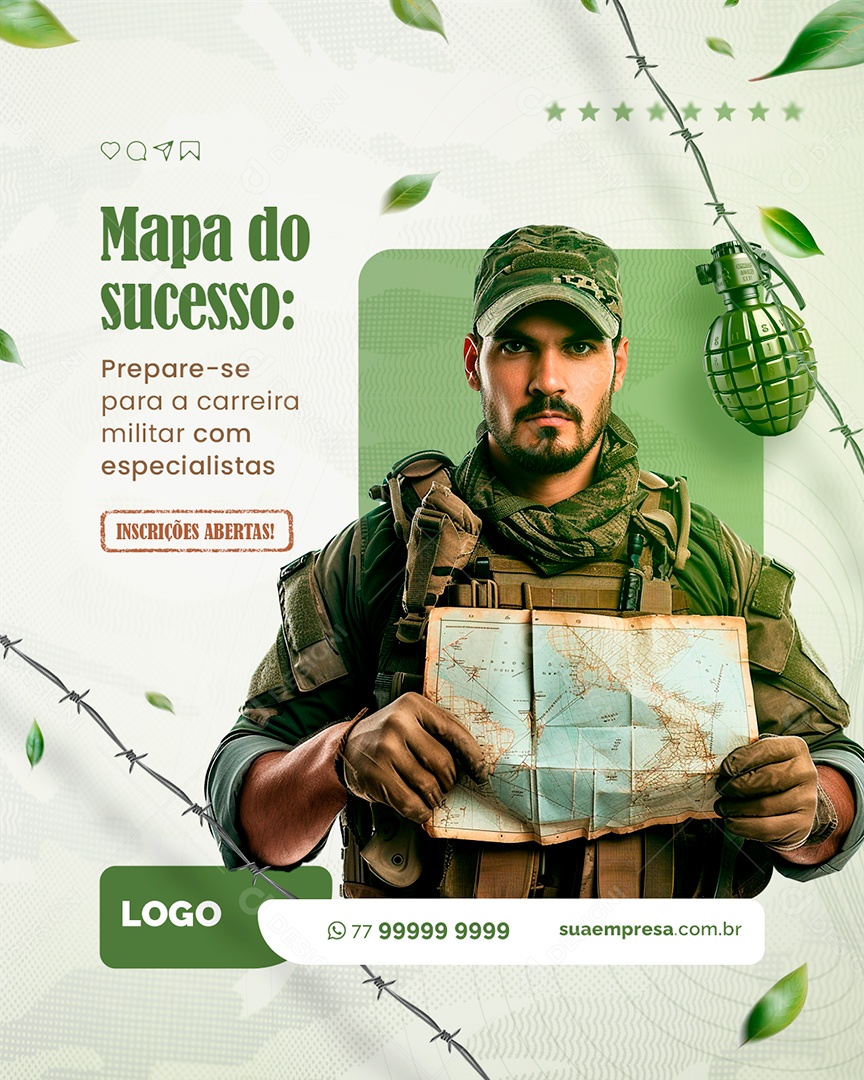 Curso Preparatório Militar Mapa do Sucesso Social Media PSD Editável
