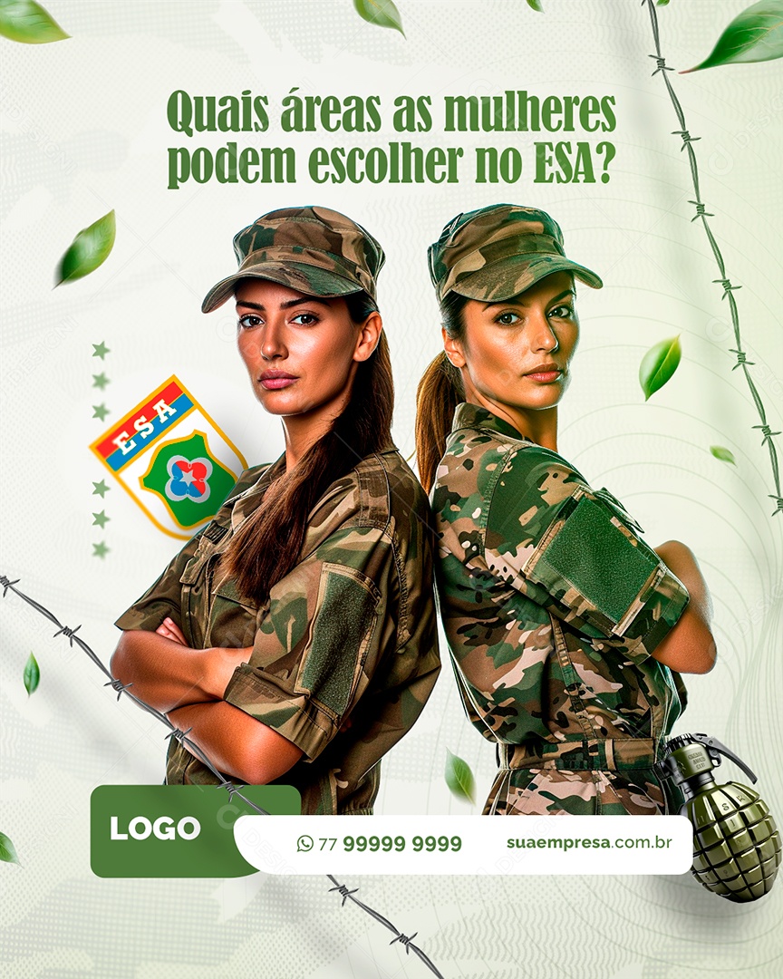 Curso Preparatório Militar Quais Áreas as Mulheres Podem Escolher Social Media PSD Editável