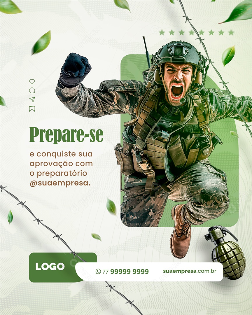 Curso Preparatório Militar Prepare se Social Media PSD Editável
