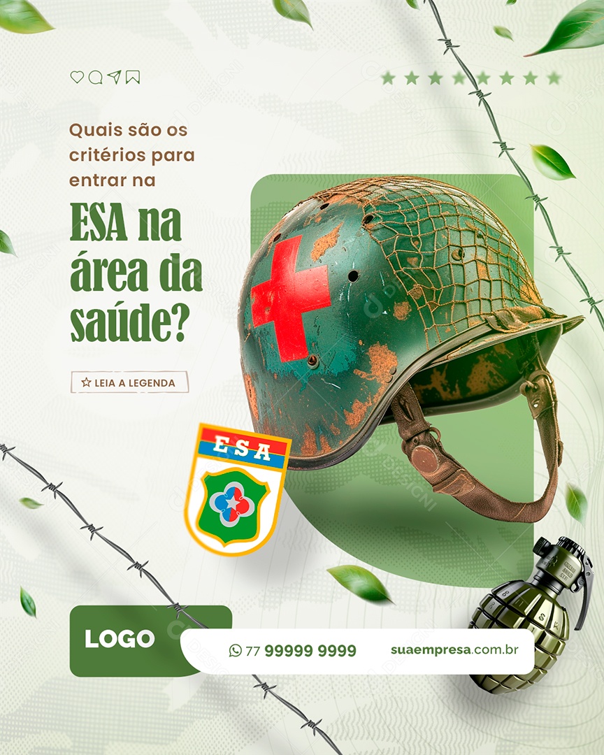 Curso Preparatório Militar Quais os Critérios para Entra na Esa Social Media PSD Editável