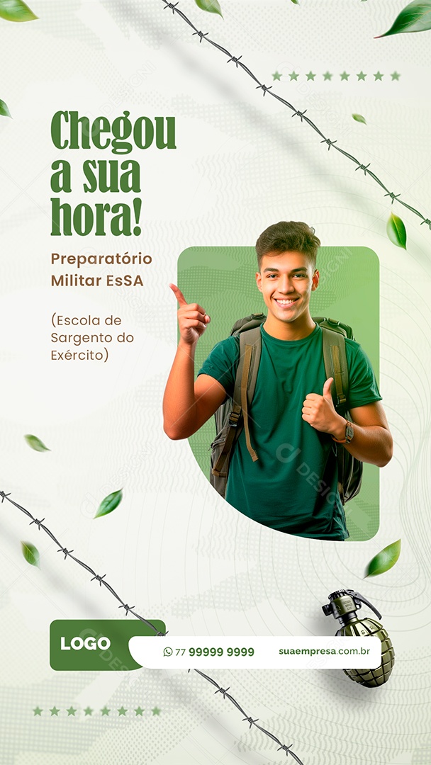 Story Curso Preparatório Militar Chegou a sua Hora Social Media PSD Editável