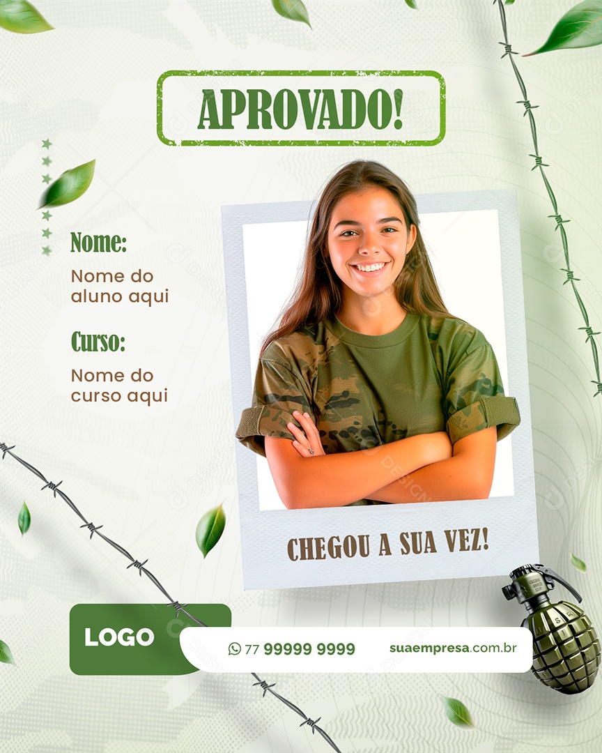 Social Media Curso Preparatório Militar Chegou a Vez PSD Editável