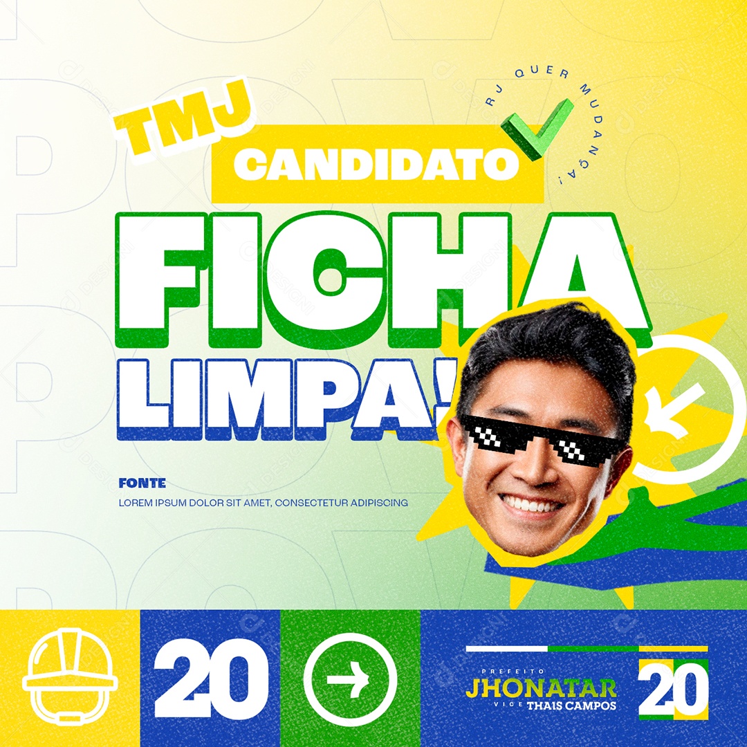 Politica Eleição Prefeito TMJ Candidato Ficha Limpa Social Media PSD Editável