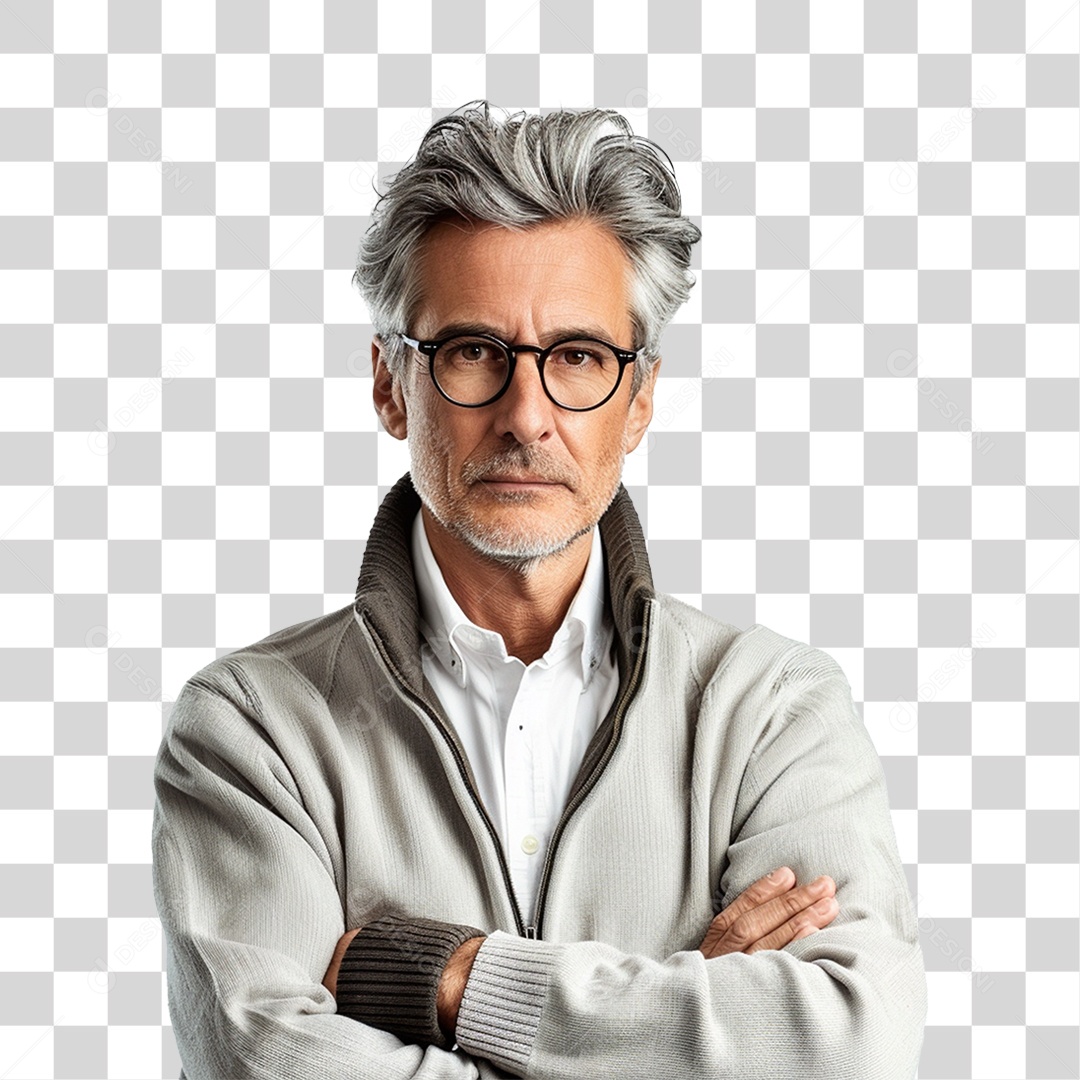 Homem Sério com os Braços Cruzados PNG Transparente
