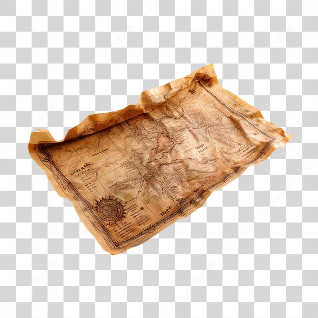 Mapa de Papel Antigo PNG Transparente