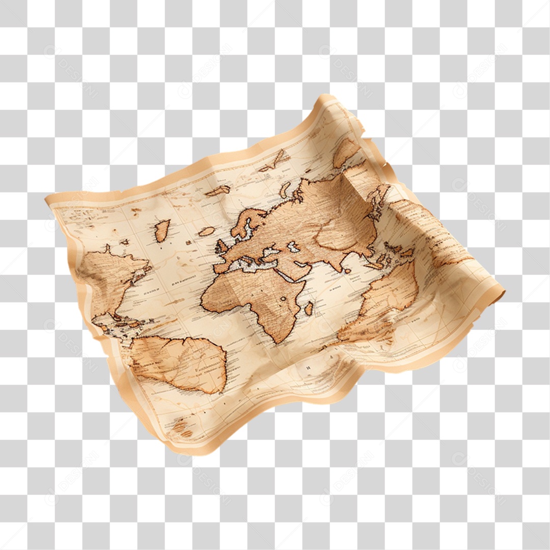 Mapa de Papel Antigo PNG Transparente