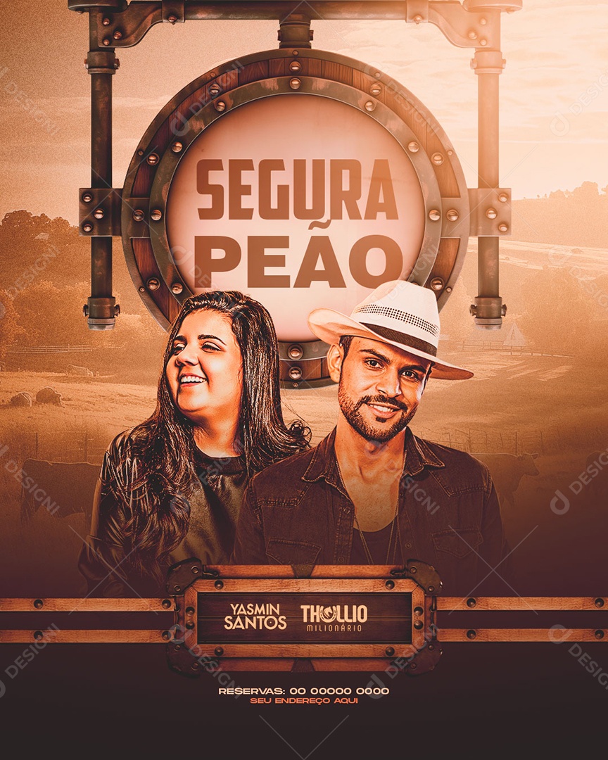Flyer Segura Peão Yasmim Santos Thullio Milionário Social Media PSD Editável