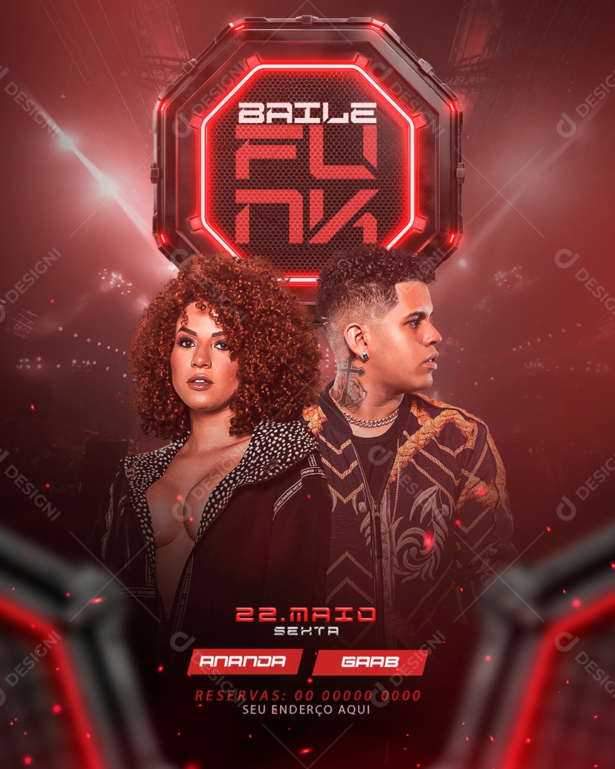 Flyer Baile Funk Ananda Gaab Social Media PSD Editável