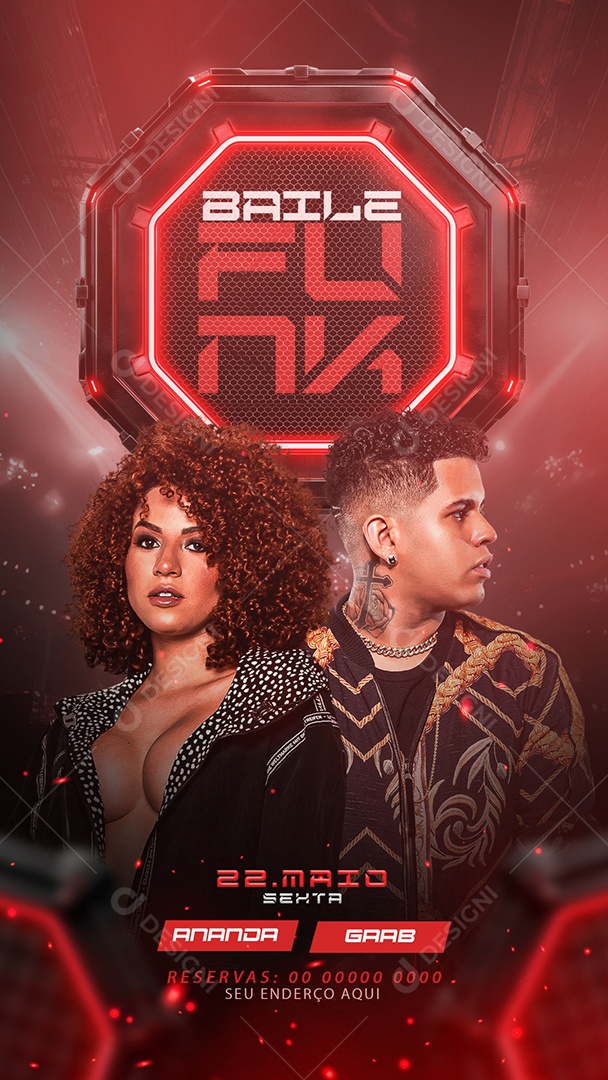 Flyer Story Baile Funk Ananda Gaab Social Media PSD Editável