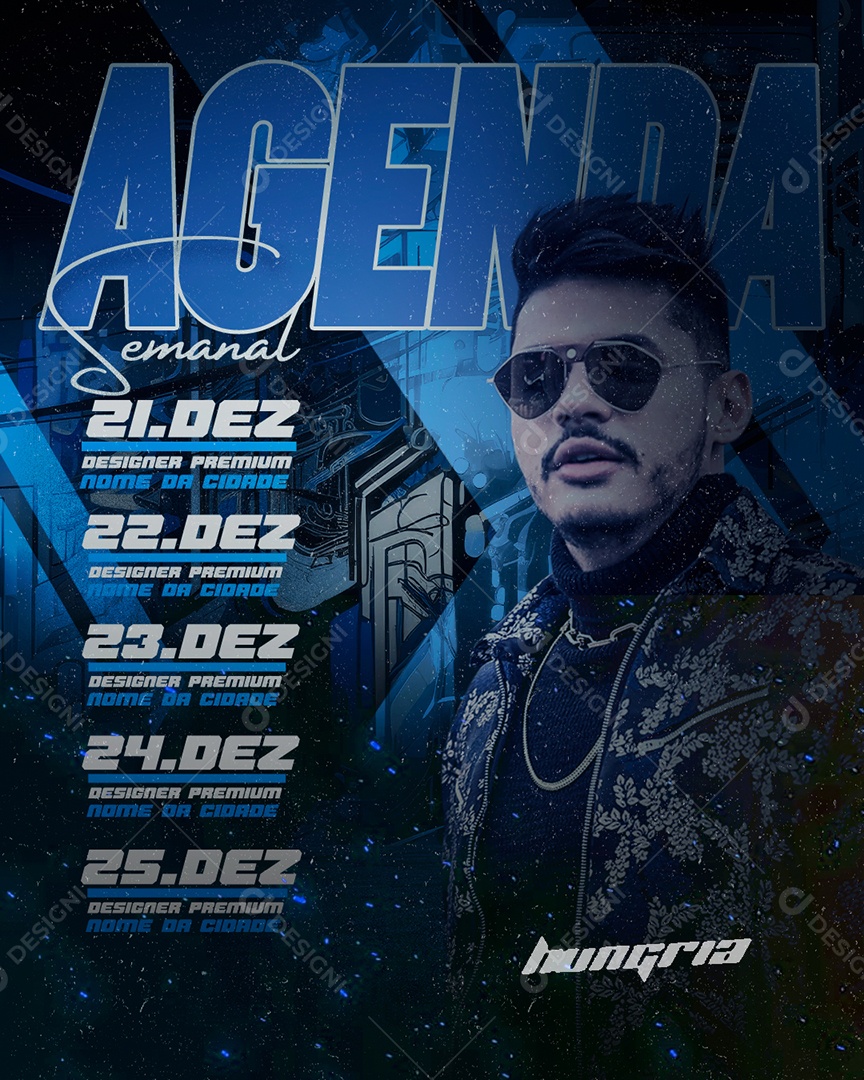 Flyer Agenda Semanal Hungria Social Media PSD Editável