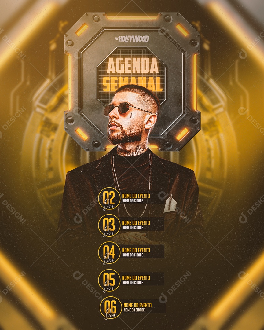 Flyer Agenda Semanal Social Media PSD Editável