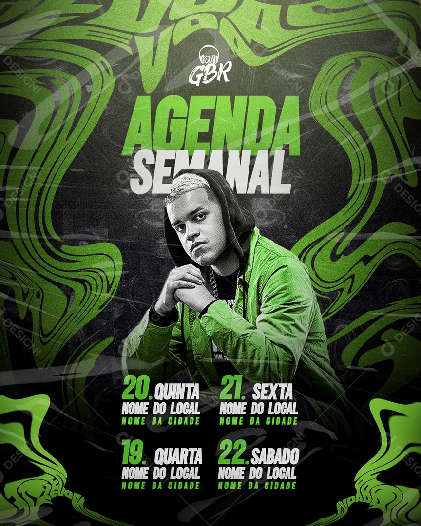 Flyer Agenda Semanal Artista Social Media PSD Editável