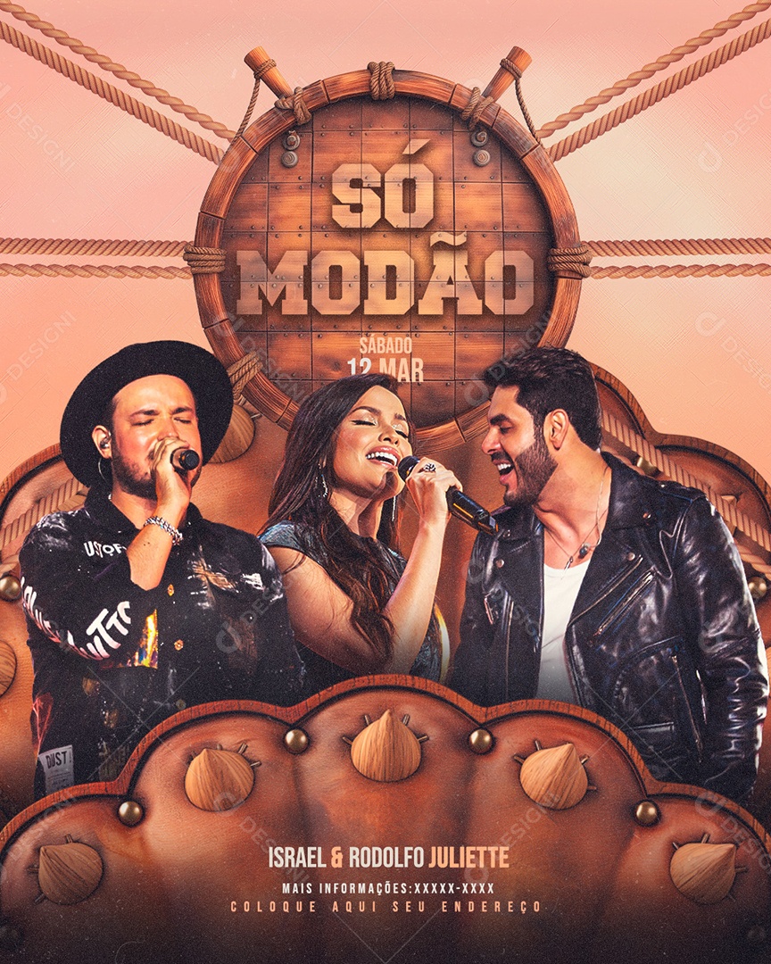 Flyer Só Modão Israel  e Rodolfo Juliette Social Media PSD Editável