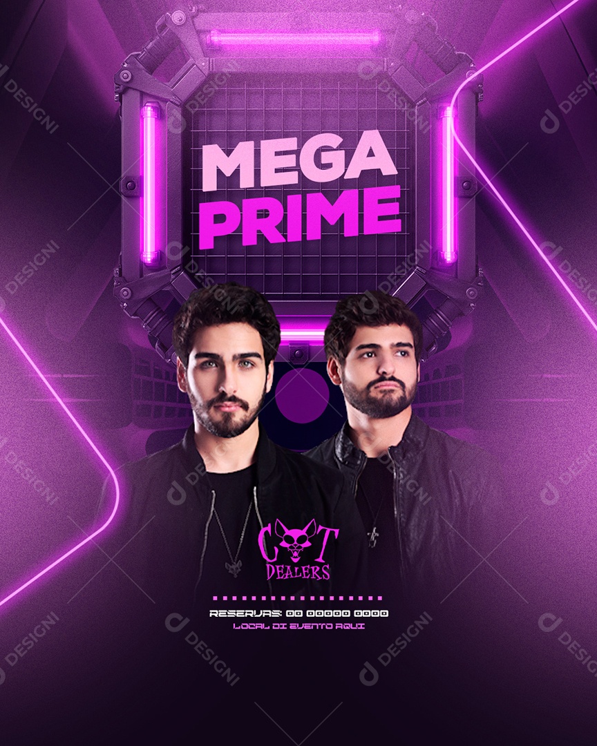 Flyer Mega Prime Artistas Social Media PSD Editável