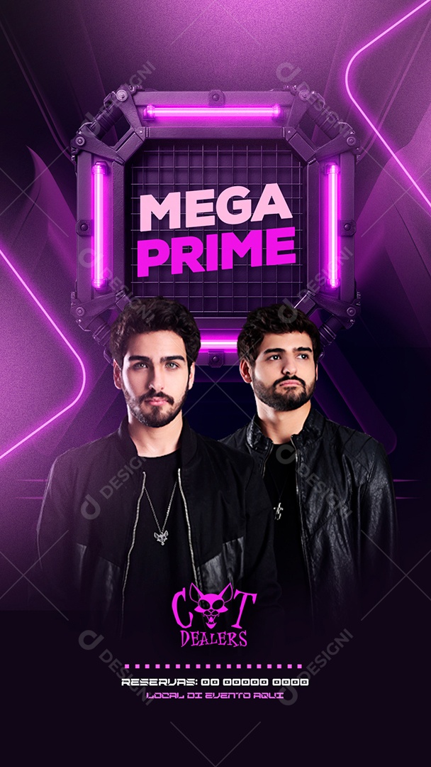 Flyer Story Mega Prime Artistas Social Media PSD Editável