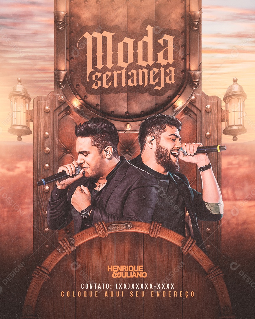 Flyer Moda Sertaneja Henrique e Juliano Social Media PSD Editável