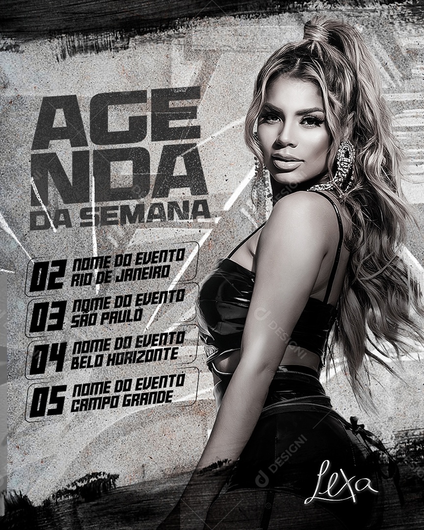 Flyer Agenda da Semana Lexa Social Media PSD Editável