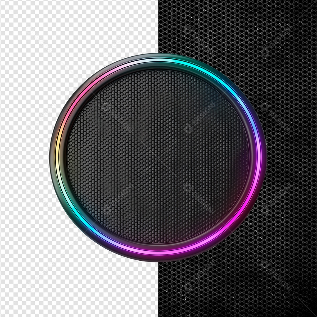 Painel com LED Colorido Elemento 3D para Composição PSD