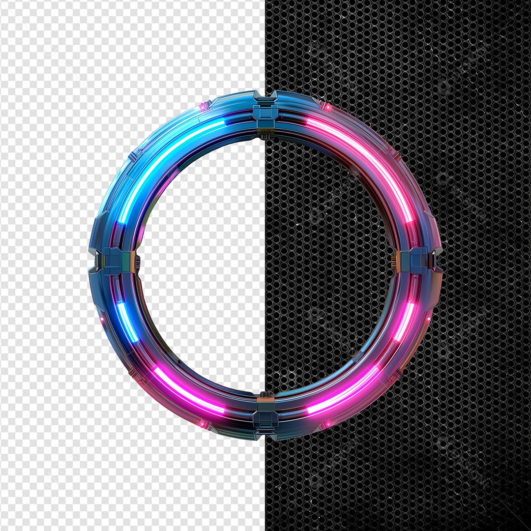 Painel com LED Azul Rosa Elemento 3D para Composição PSD