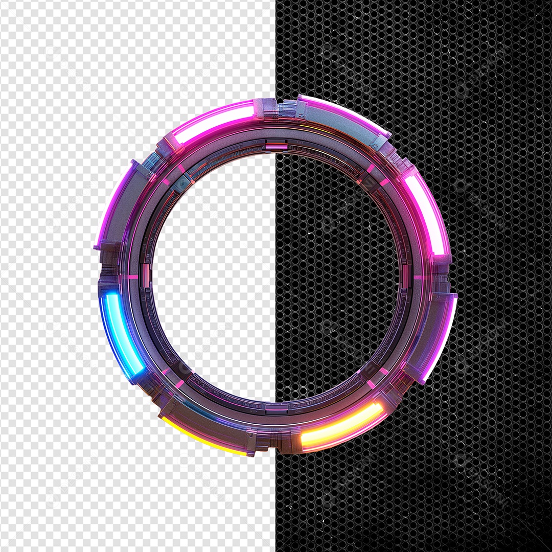 Painel com LED Elemento 3D Rosa Azul para Composição PSD