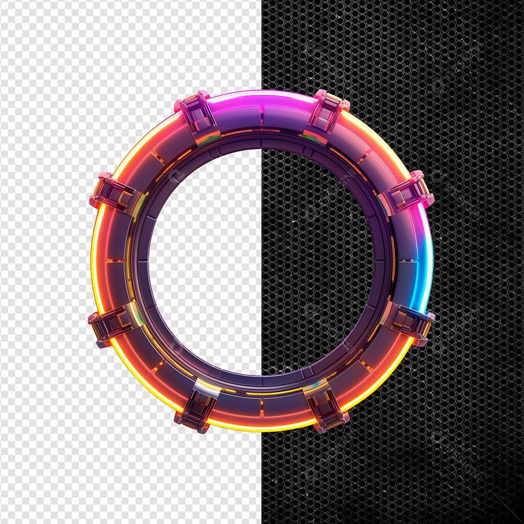 Painel com LED Elemento 3D Colorido para Composição PSD