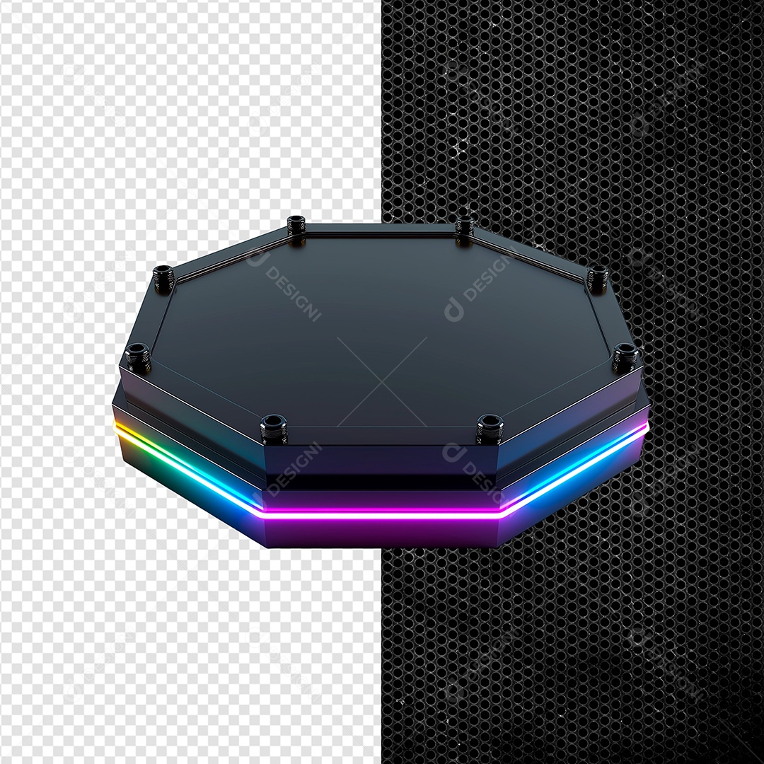 Podium LED Elemento 3D Colorido para Composição PSD