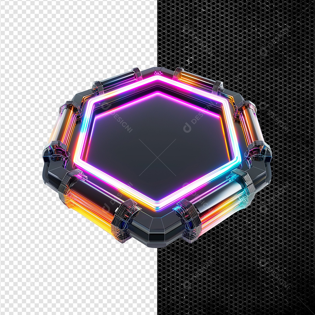 Podium Preto LED Elemento 3D para Composição PSD