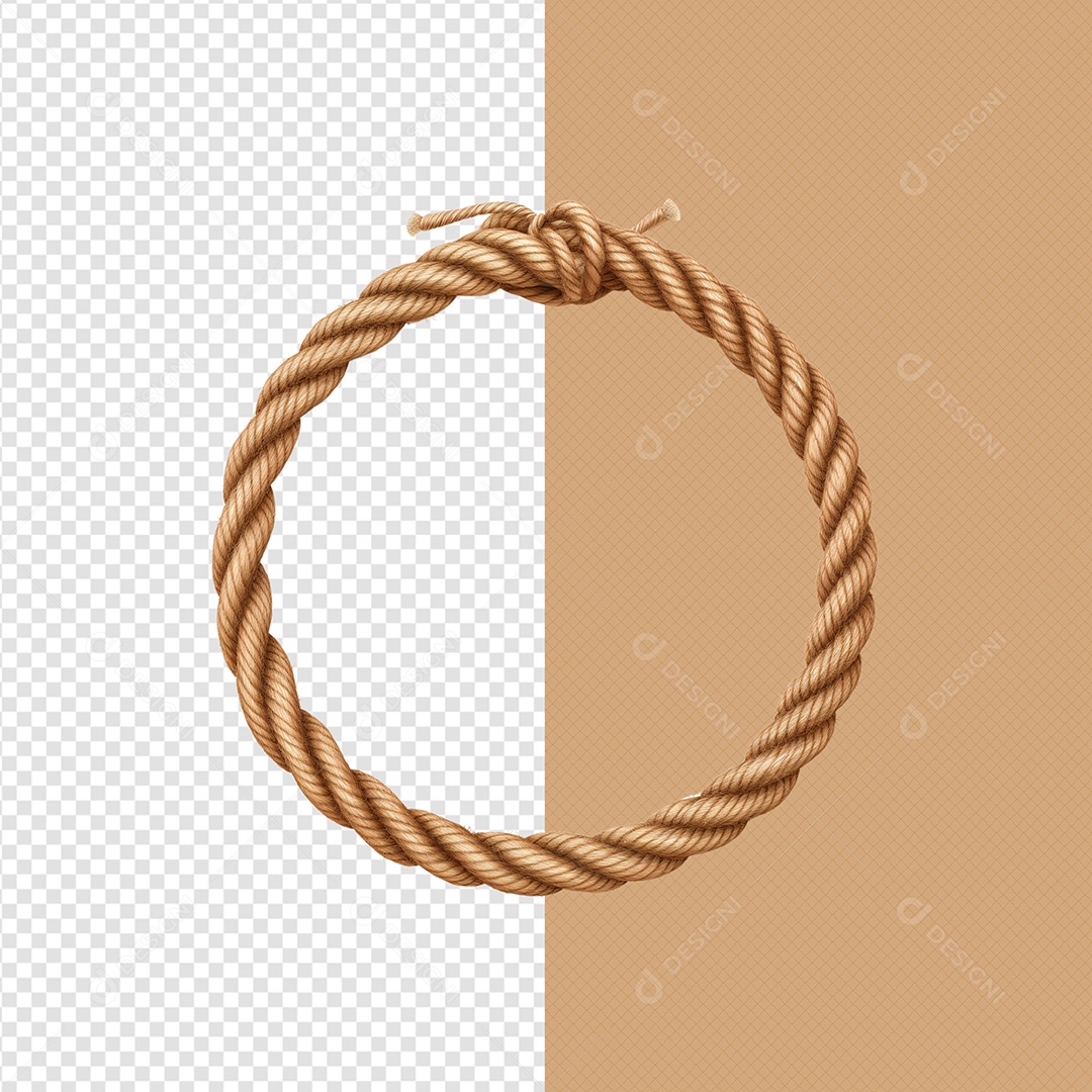 Corda Trançada com Nó Elemento 3D para Composição PSD