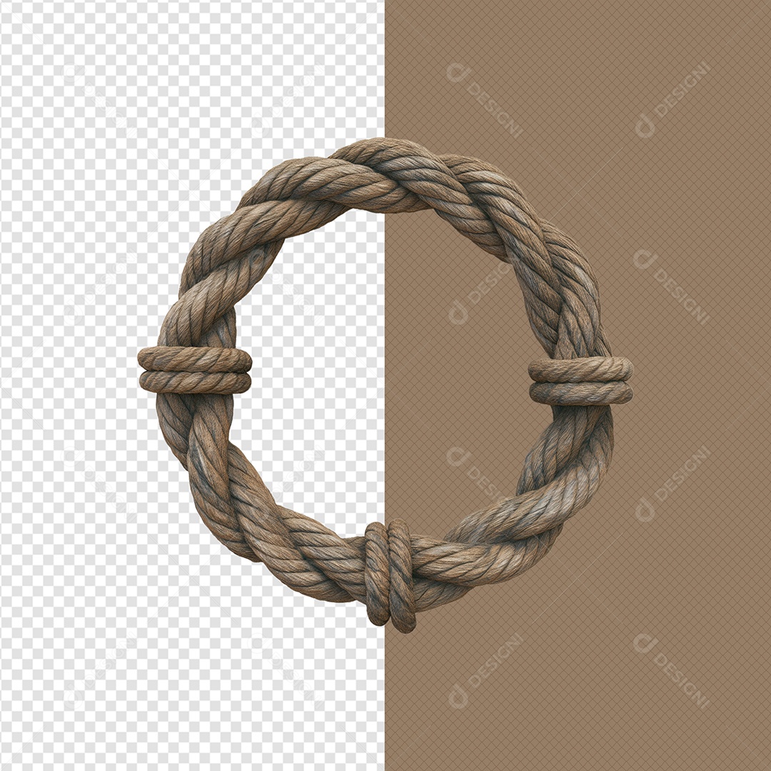 Corda Trançada Elemento 3D para Composição PSD