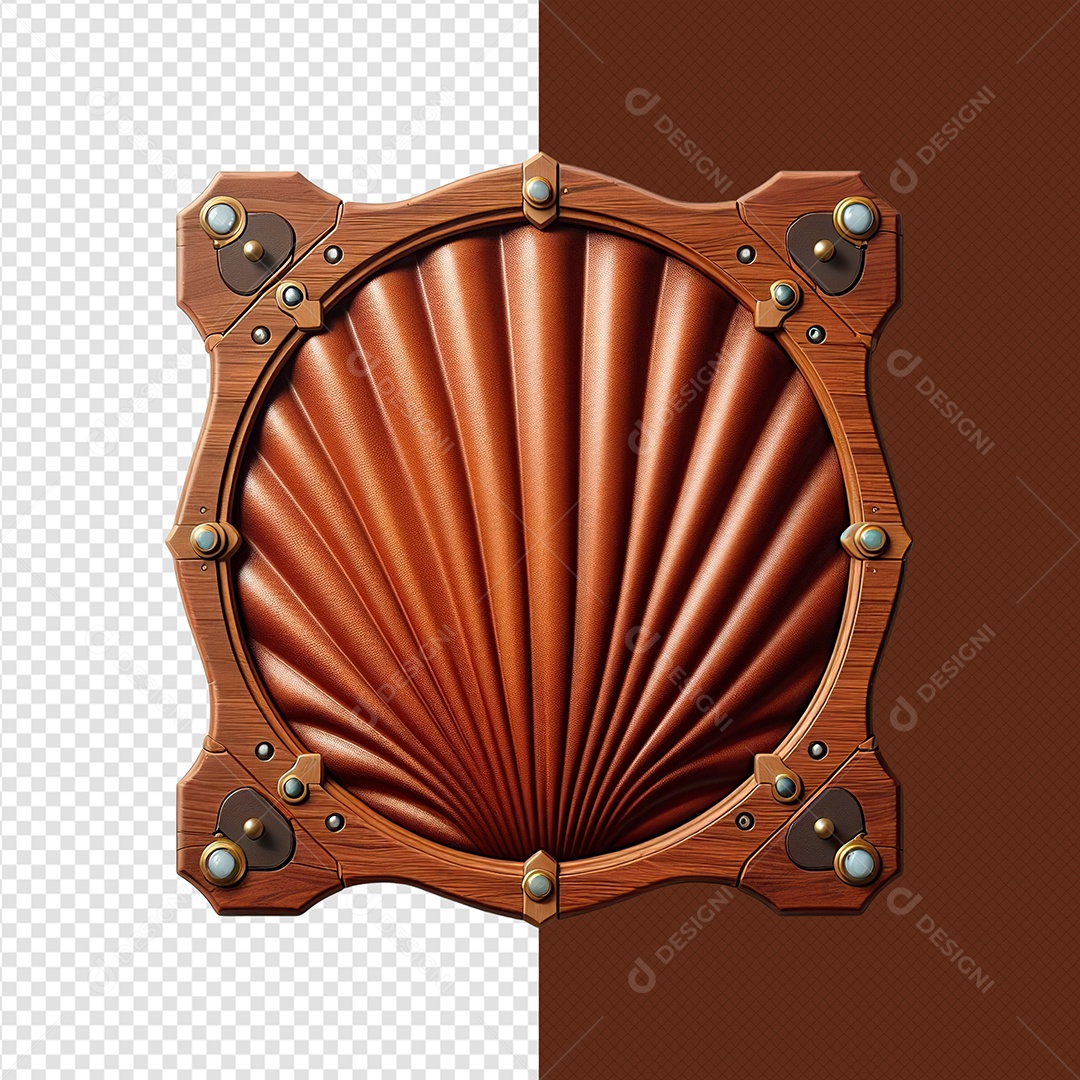 Painel de Couro e Madeira Elemento 3D para Composição PSD