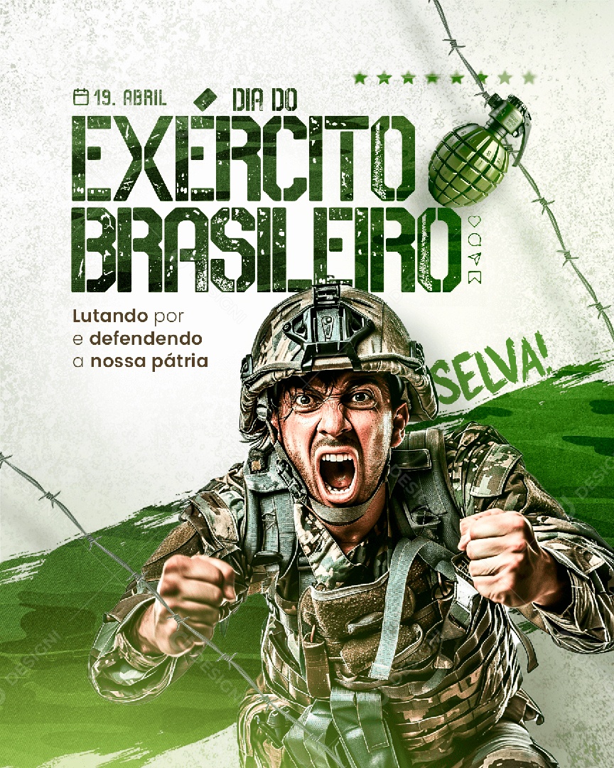 Dia Do Exército Brasileiro 19 De Abril Lutando Por e Defendendo Social Media PSD Editável