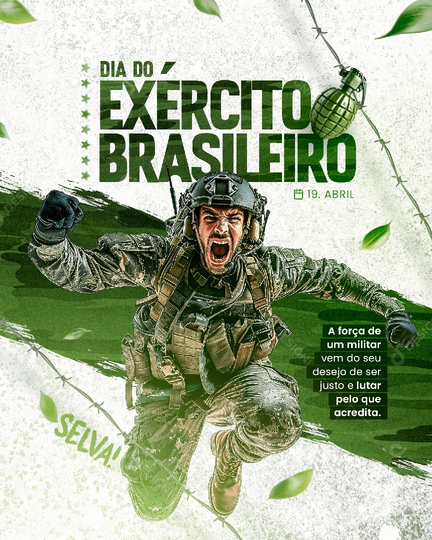 Dia Do Exército Brasileiro 19 De Abril A Força de Um Militar Social Media PSD Editável