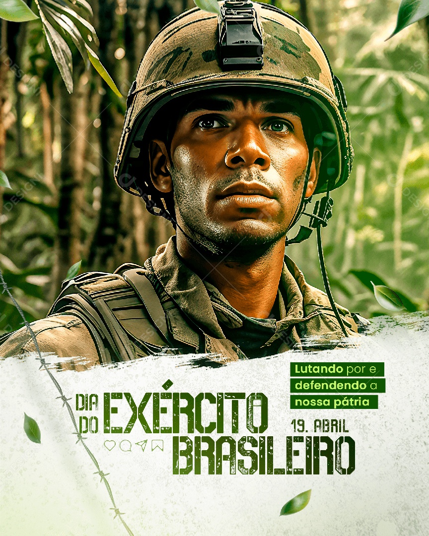 Dia Do Exército Brasileiro 19 De Abril Lutando Por e Defendendo Social Media PSD Editável