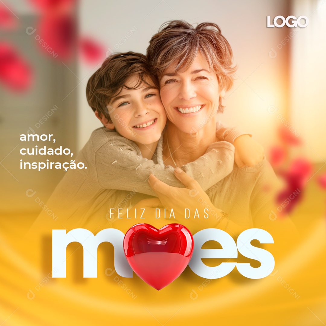 Feliz Dia das Mães 12 de Maio Amor Cuidado Inspiração Social Media PSD Editável