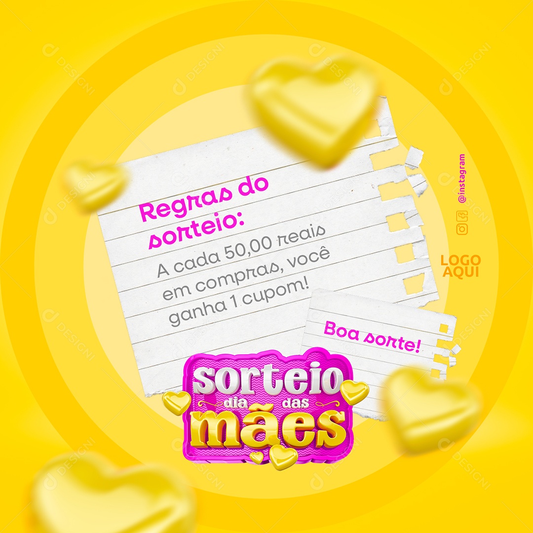 Sorteio Dia das Mães Regras do Sorteio Boa Sorte Social Media PSD Editável