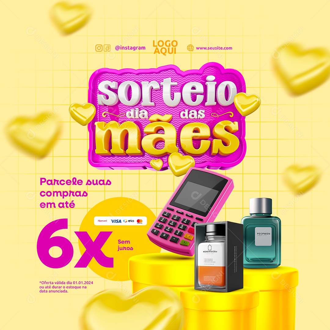 Sorteio Dia das Mães Perfumes Parcele suas Compras Social Media PSD Editável