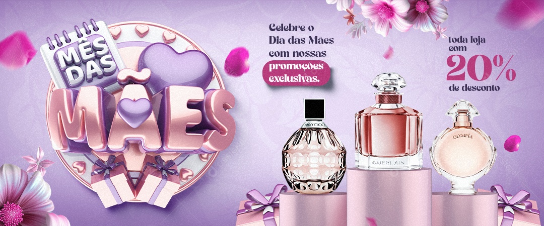 Banner Mês das Mães Perfumes Promoções Exclusivas Social Media PSD Editável