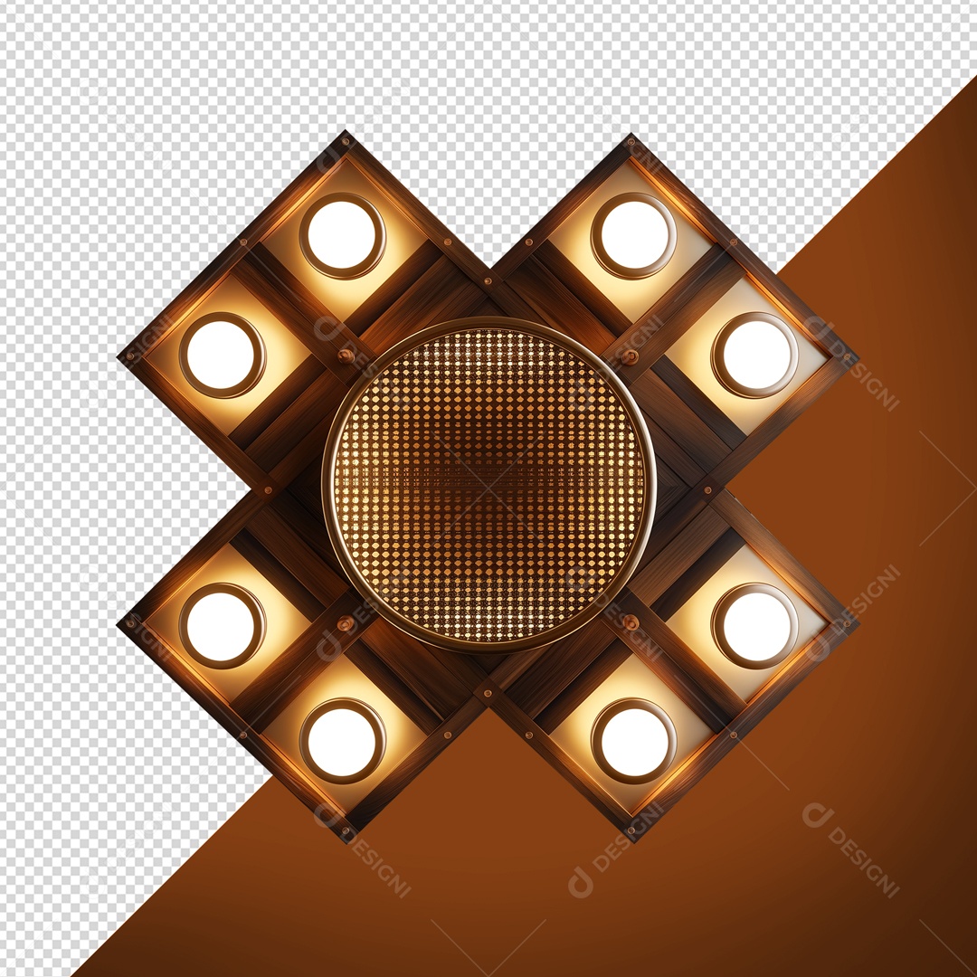 Wooden Panel with Lighting 3D Element for PSD Composition