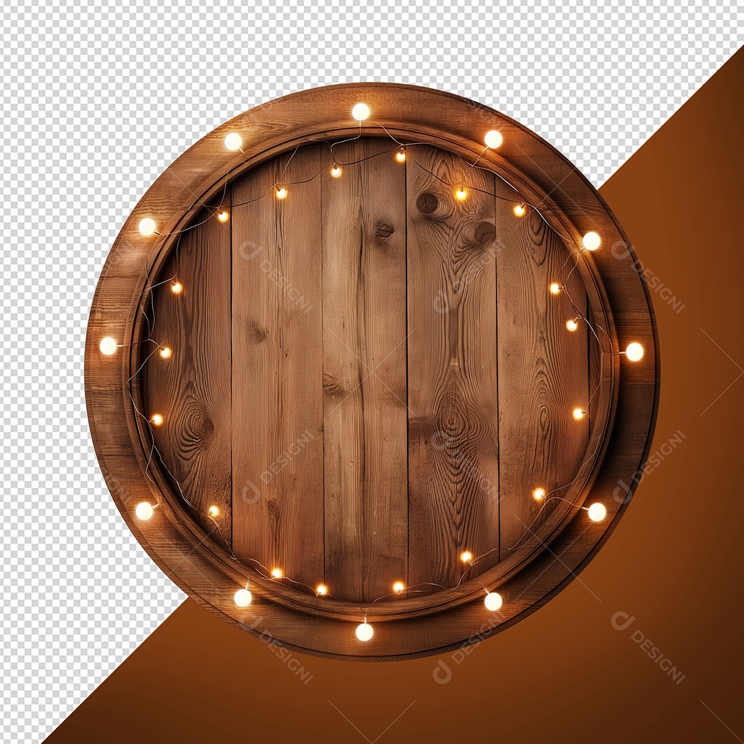 Painel de Madeira com Luz Elemento 3D para Composição PSD