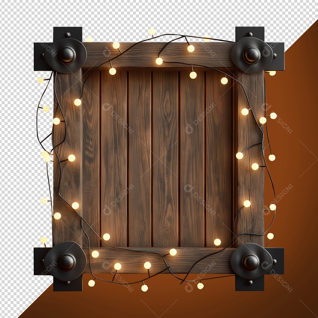 Painel de Madeira com Luzes Elemento 3D para Composição PSD