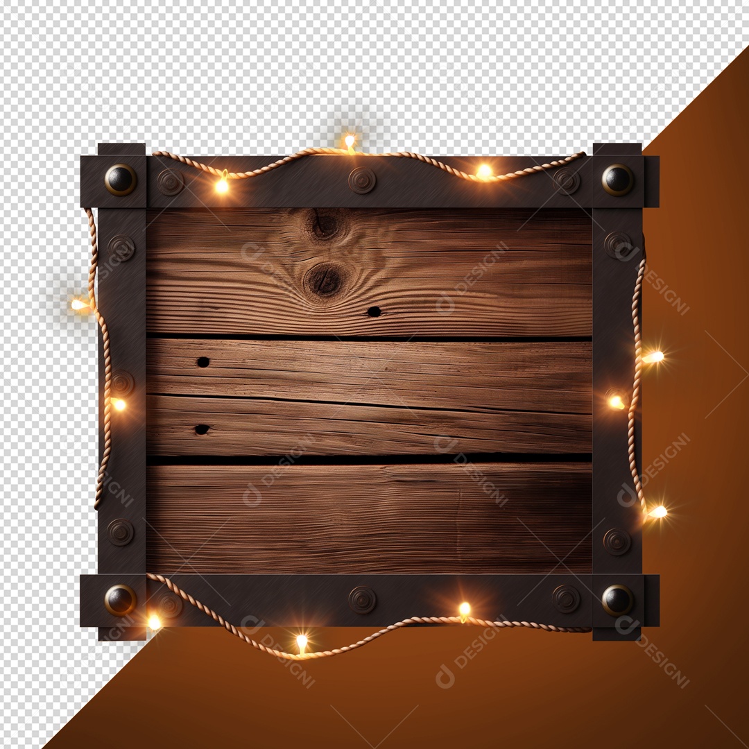 Wooden Panel with Lights 3D Element for PSD Composition